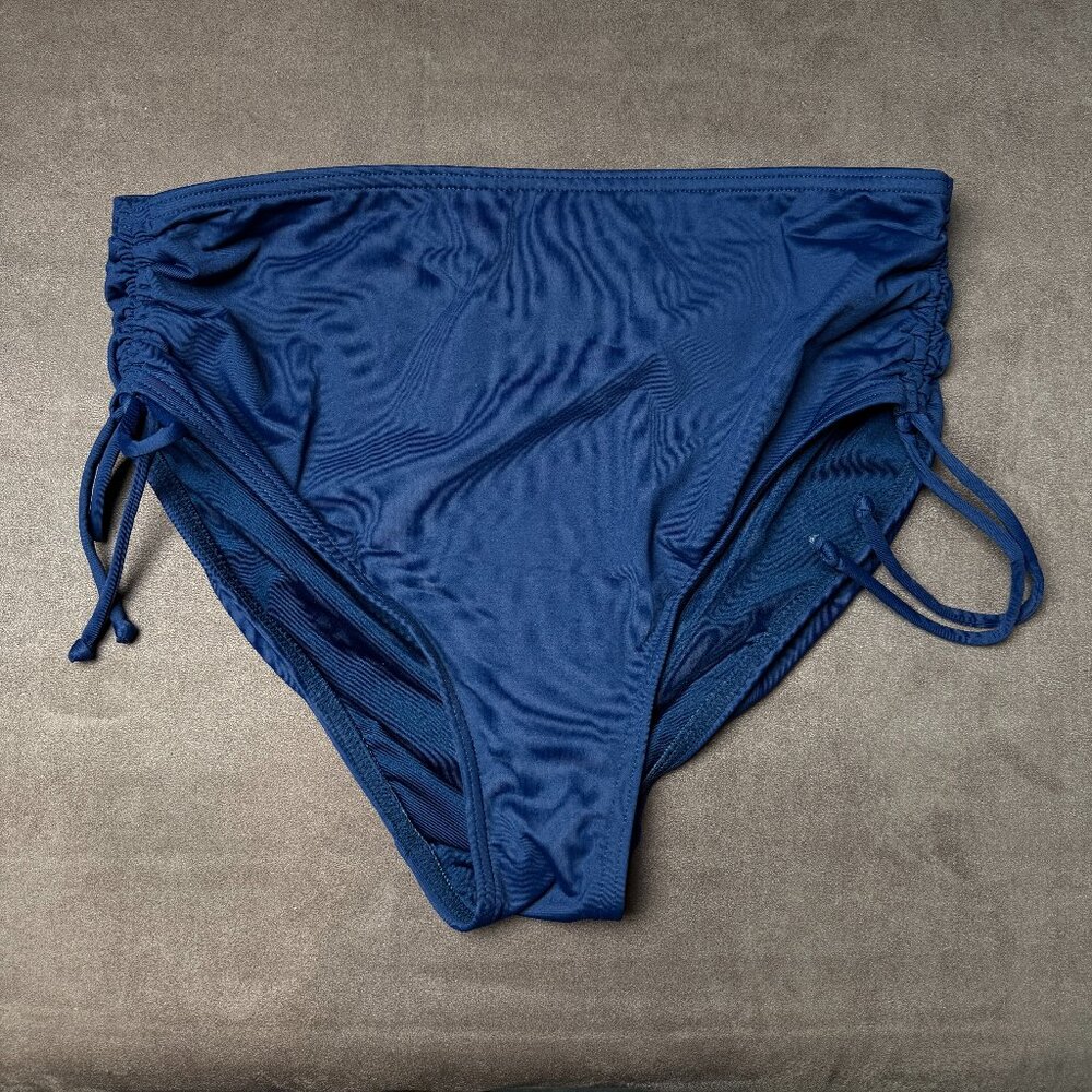 Lands' End Women's S, 1X Deep Sea Navy High Waisted Adjustable‎ Bikini Bottoms